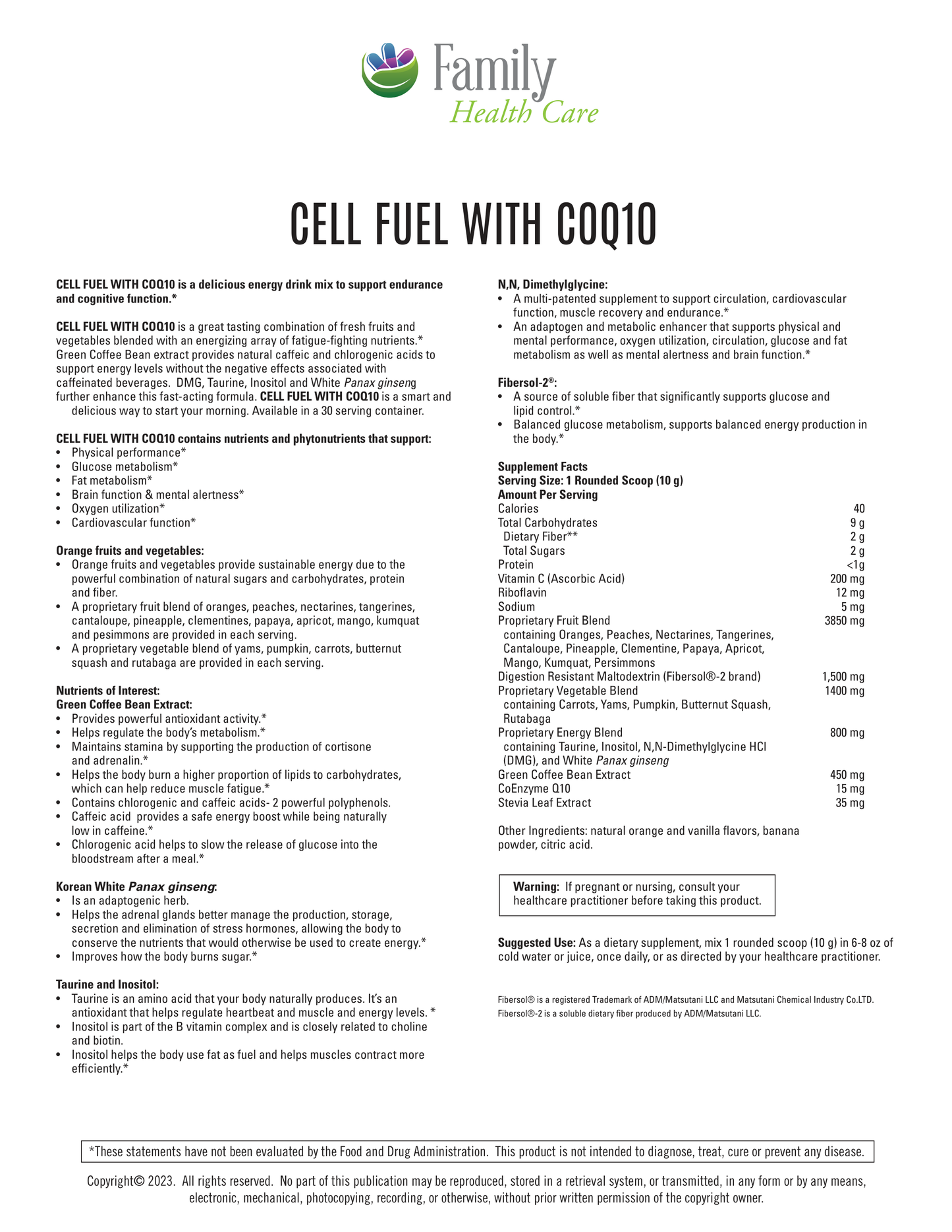 Cell Fuel with COQ10